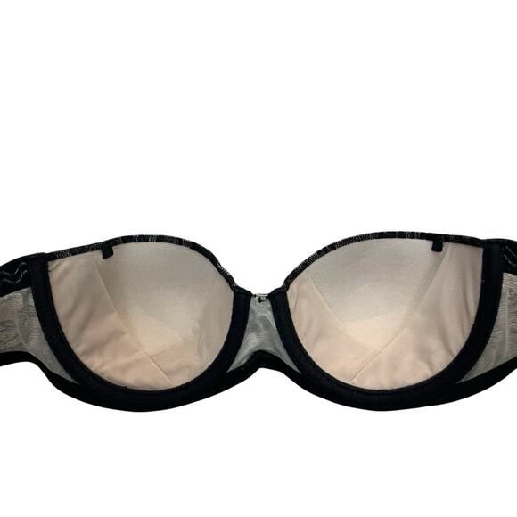 Natori Calais Strapless Bra 32B Lace Underwired Lightly Lined Molded Black Nude - Picture 6 of 10